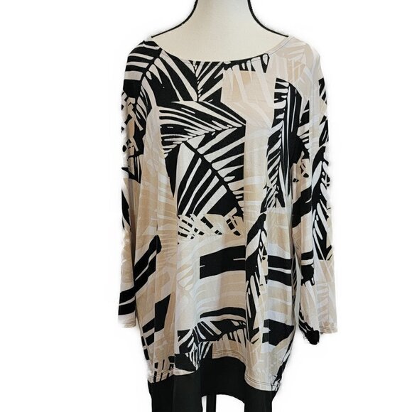 Chico's Neutral Fusion Woven-Hem Tunic - sz Large - Picture 2 of 7